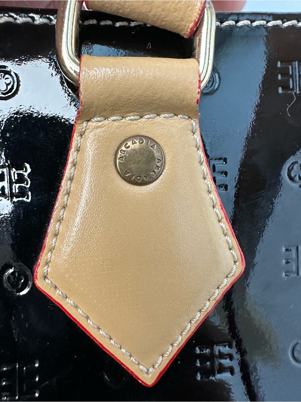 Arcadia Black Patent Tote with Tan Handles - Picture 12 of 16